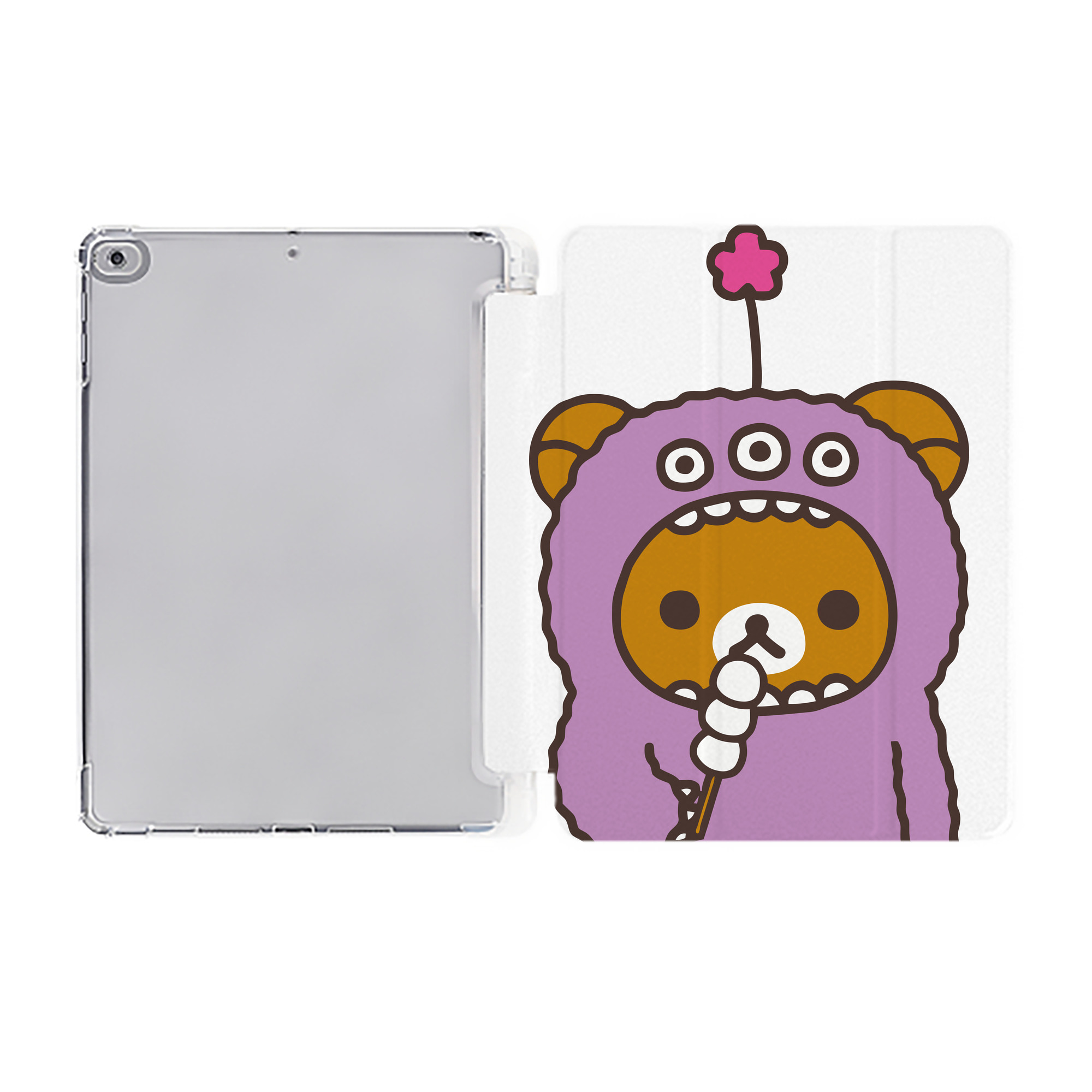 （画像用） リラックマ リラックマ キイロイトリ Rilakkuma Korilakkuma Kiiroitori IPad ケース ペン収納付き 三つ折りスタンド PUレザー×シリコン 対応機種9.5/10.5/10.9インチ